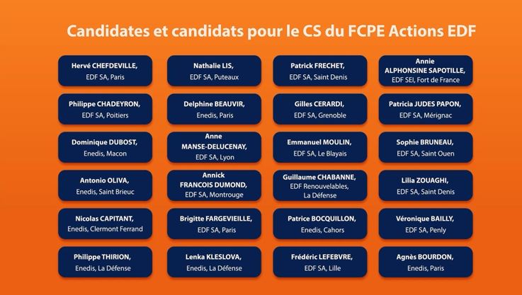 Candidats FCPE Actions EDF